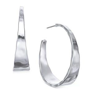 New STYLE & CO Hammered Metal Medium Hoop Earrings